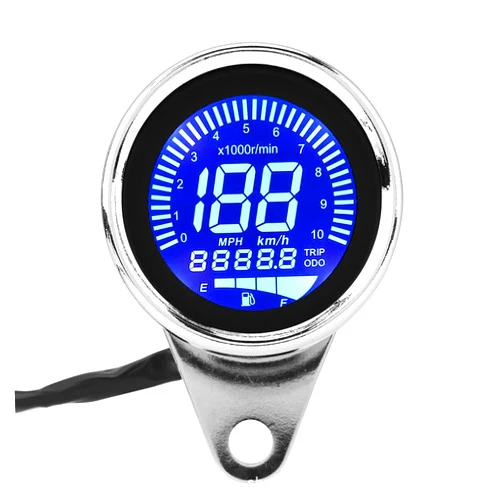 H-come Universal Motorcycle Odometer LCD Digital Speedometer Tachometer Gauges with Night Light Fit for Most Popular 12V Motorbike