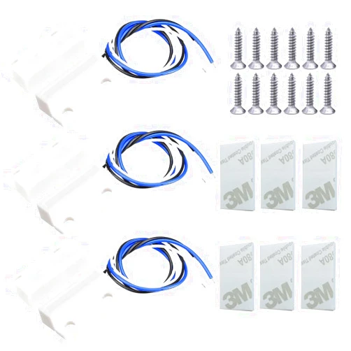 Gebildet 3 sets White Magnetic Switch Wiring NO/NC Recessed Door Sensor Hidden Window Contact Reed Switch for Access Control Replace Alarm System