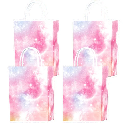 Keioy 24 Pieces Pastel Rainbow Bags with Tissue Paper Rainbow Party Favor Bags Pastel Goodie Candy Bags Pastel Rainbow Party Supplies for Kids Girls Birthday Wedding Baby Shower Decorations (Pink)