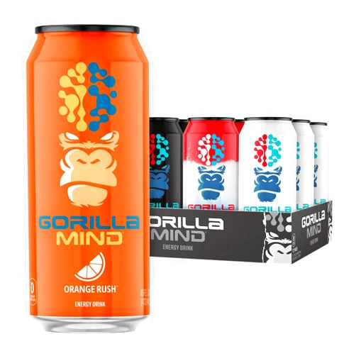 Gorilla Mind Energy Drink | Unmatched Energy · Amplified Focus | N-Acetyl-L-Tyrosine, Alpha-GPC, 200mg Caffeine, Uridine, Saffron | 0 Sugar Or Artificial Colors | 16oz | 12-Pack (Variety Pack #2)