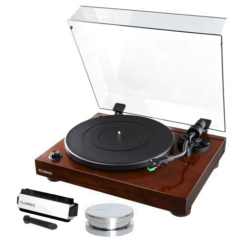 Fluance RT81 Elite High Fidelity Vinyl Turntable Record Player Featuring Audio Technica AT95E, Belt Drive, Built-in Preamp with Record Weight and 3 in 1 Stylus and Record Cleaning Vinyl Accessory Kit