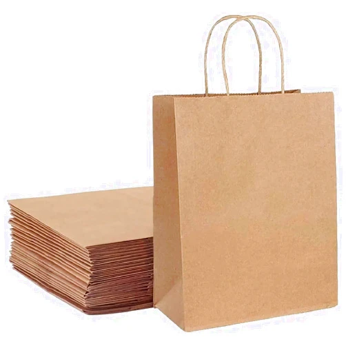 TOP-Pindu 30 Brown Paper Bags, Brown Gift Bags With Handles Kraft Paper Birthday Party Bags, Coloured Paper Bags Supplies, Single size 21 * 11 * 27 cm