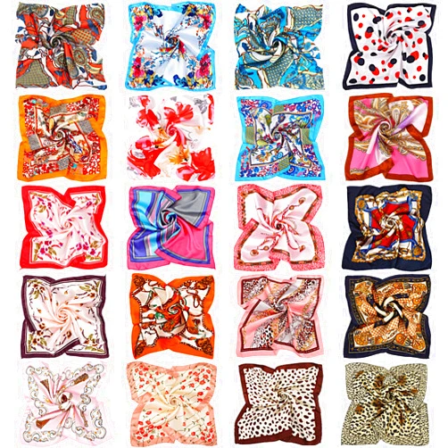 SATINIOR 20 Pieces Women Satin Square Scarf Mixed Color Small Silk Neck Scarf for Women Girls Favors, Random Color