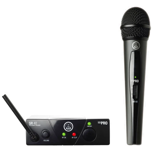 AKG Pro Audio WMS40MINI Vocal Set Band US25D Wireless Microphone System, with SR40 Receiver and PT40 Mini Pocket Transmitter. Black. US25D 540.400 MHz