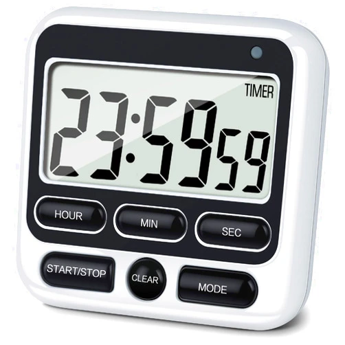 KTKUDY Digital Kitchen Timer with Mute/Loud Alarm Switch ON/Off Switch, 24 Hour Clock & Alarm, Memory Function Count Up & Count Down for Kids Teachers Cooking, Large LCD Display, Strong Magnet (Black)