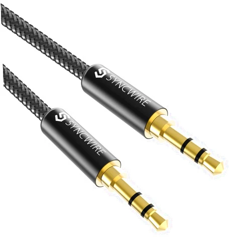 Syncwire 3.5mm Nylon Braided Aux Cable (32.8ft/10m, Hi-Fi Sound), Audio Auxiliary Input Adapter Male to Male AUX Cord for Headphones, Car, Home Stereo, Speaker, iPhone, iPad, iPod, Echo & More - Black