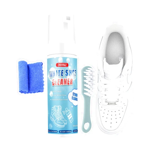 Zroivkaz White Shoe Cleaner, 6.76 Oz Shoe Cleaning Kit with Brush, Towel and Sponge, Shoe Cleaner Removes Dirt and Stains, White Sneakers Cleaner, Boots, Canvas, Mesh, Suede Shoe Cleaner Shoe Cleaner Foam