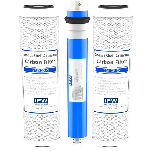 IPW Industries Inc IPW Industries Universal 3-Stage Under Sink Reverse Osmosis Replacement Filter Kit | Replace Every 6-12 Months for Pure, Refreshing Water