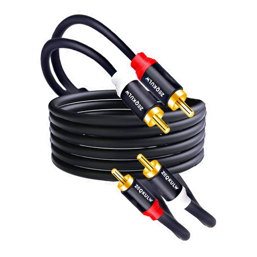 ZEQKULW 2RCA Audio Cable 15 ft 2RCA Male to 2RCA Male Stereo Audio RCA Cables Dual Shielded Gold-Plated 2 RCA Stereo Cable for car Audio Video Cord, Hi-Fi Systems or Home Theater, HDTV (Black, 15FT)