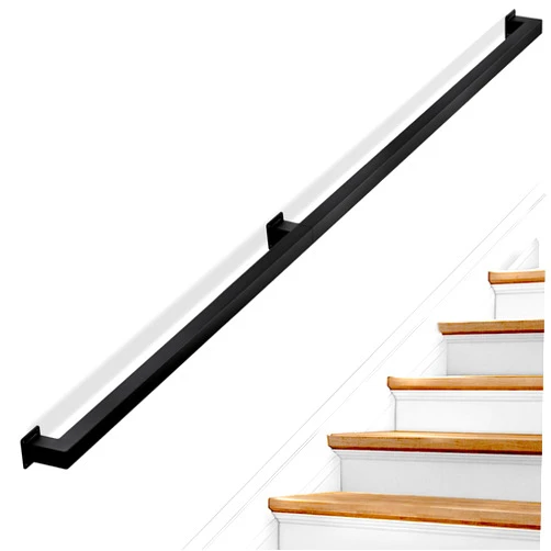 YuayiJubil Stair Railing Indoor - Handrails for Stairs, 5ft Black Metal Staircase Hand Rails/Modern Wrought Iron Handrail, Industrial Wall Mounted Handrails Outdoor for Loft Porch Deck