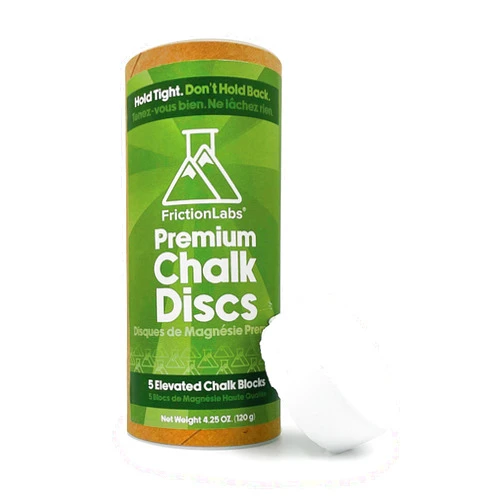 Friction Labs Chalk Discs - Premium Gym Chalk Blocks for Rock Climbing, Weight Lifting, Gymnastics, & Bowling - Moisture Absorbing Gym Chalk- 5 Individual 0.85oz Block Chalk Discs