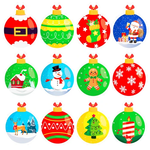 Machomby 48 Pcs Christmas Ball Cutouts Classroom Bulletin Board Decorations Cute Christmas Balls Paper Cutouts Christmas Bulletin Board Cutouts for Christmas Party Classroom Chalkboard Wall Decor
