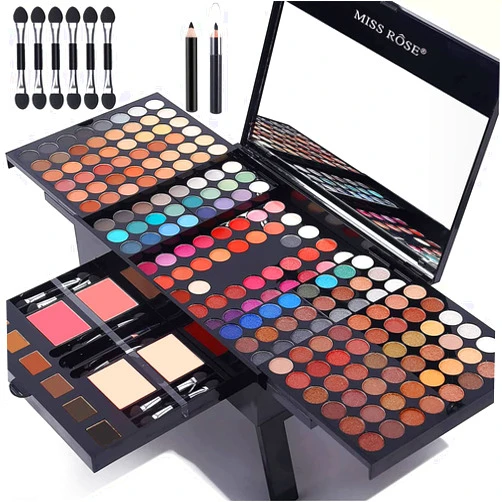 Coliusa 190 Colors Professional Makeup Kit for Women Full Kit, Pallet,All In One Gift Set girls, include Eyeshadow/Facial Blusher/Eyebrow Powder/Eyeliner Pencil/Mirror/makeup brush(004Y)
