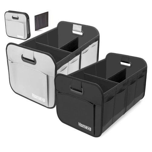 Homeve 2 Pack Foldable Trunk Storage Organizer (Black+Grey)