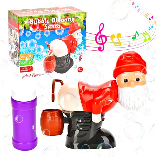 Generic Bubble Blowing Santa, Automatic Bubble Machine Santa, Bubble Santa Bubble Machine with Music & Flashing Lights, Bubble Blower for Outdoor & Indoor Activity (Red)