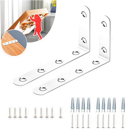 JOEZITON Furniture Anchors, Anti Tip Furniture Wall Anchor for Baby Proofing, Prevent Falling Furniture (Sturdy 2 Items)