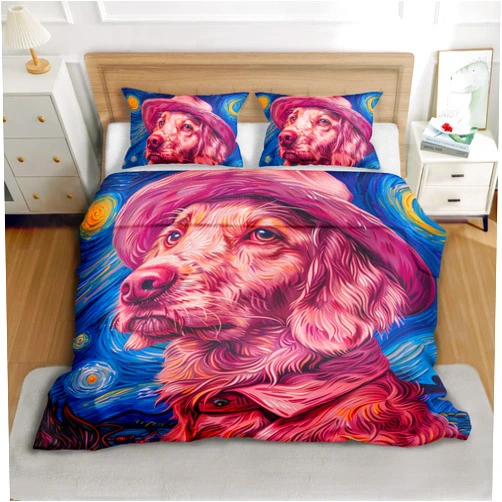 Reofrey 3-Piece King Comforter Set with Dog Patterns – King Size Microfiber Bedding Set Includes 104
