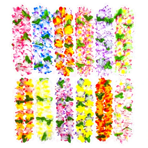 Huamanly 12PCS Hawaiian Leis Luau Party Decorations Tropical Party Favors Lei Hawaiian Flower Lei Perfect for Hawaiian Luaus Party Birthday Party Favors.
