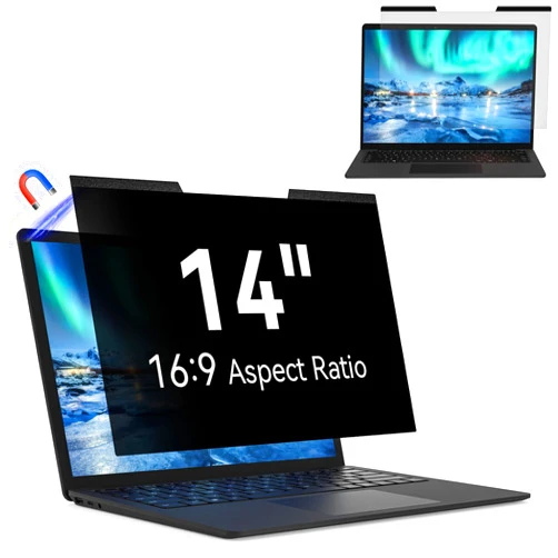 Mao Yeye Magnetic Laptop Privacy Screen 14 Inch 16:9 Aspect Ratio Anti-Glare Blue Light Monitor Protector,Removable 14in Film for Lenovo HP Dell Acer Asus Thinkpad Envy Xps