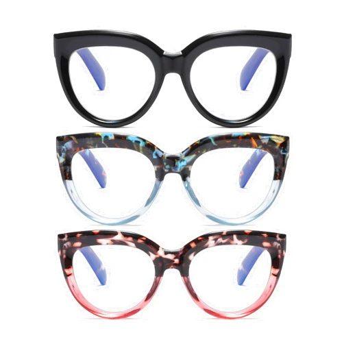 ZXYOO Retro Oversized Reading Glasses for Women 3 Pack Oprah Style Readers with Spring Hinge Blue Light Blocking Ladies