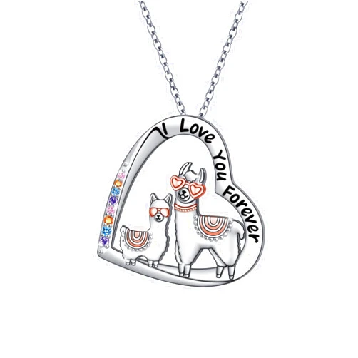 Ladytree Mother Daughter Necklace Sterling Silver Sea Turtles/Bunny Rabbits/Axolotl/Otter/Llama Cute Animal Mother Son Necklace Turtle Motherhood Jewelry Mother's Day Gifts for Mother Wife Daughter Women