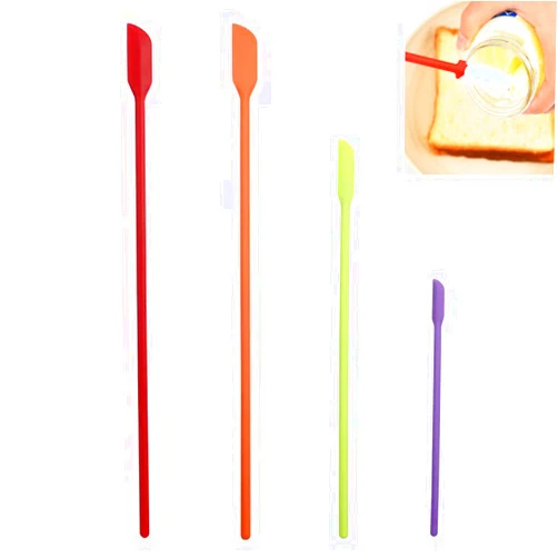 Generi c Mini Silicone Spatula Set- Small Rubber Spatula for Makeup- Thin Jar Scraper for Kitchen(4 PACK) (Mix)