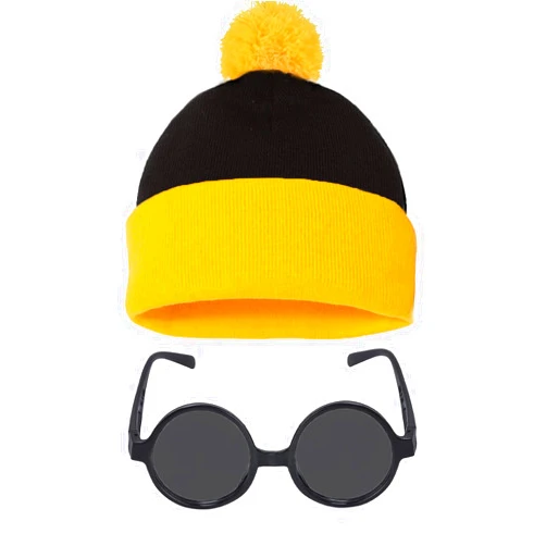 Glynisyz 2 Pieces Halloween Knit Beanie Hat for Men Women Cosplay Suits with Glasses Outfit Suit Set Halloween Cosplay Costume Party Props