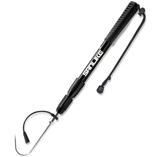 SANLIKE Telescopic Fish Gaff with Stainless Sea Fishing Spear Hook Tackle, Soft Handle Aluminium Alloy Pole for Saltwater Offshore Ice Tool