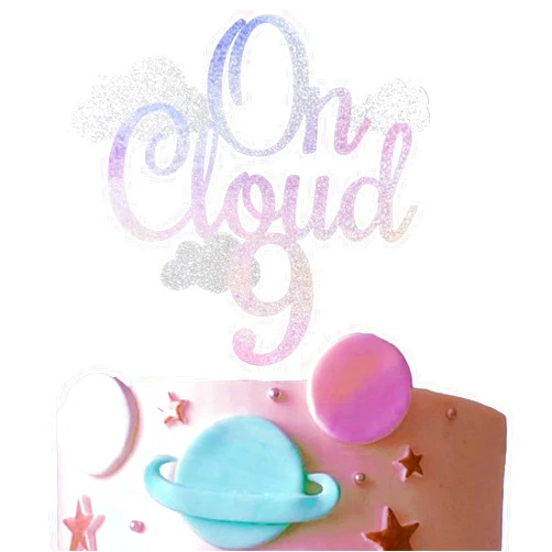 FestusDecor Glitter On Cloud 9 Cake Topper, Cake Topper, Happy 9th Birthday Cake Decor, Nineth Cake Topper, Dreamy Gradient Color 9th Birthday Party Decoration for Girls
