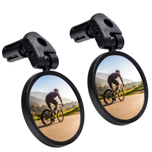 Newlight66 2 PC Bike Mirror, Newlight66 Bar End Bike Mirror, Adjustable Handlebar Rear View Mirrors for Mountain Road Bike Bicycle(1 Pair) (Black)