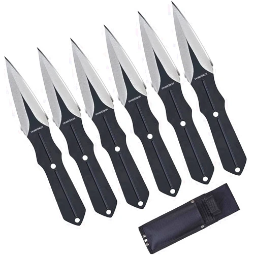 Sahara Sailor Throwing Knives, Sahara Sailor Throwing Knives Set 6 Pack, Stainless Steel Well-balanced Throwing Knife with Nylon Sheath for Competition and Recreation, 7.48 inches