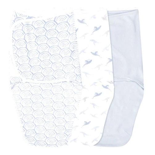 aden + anais Easy Swaddle Wrap, Newborn Wearable Swaddle Blanket, Adjustable Fasteners, 100% Cotton, 3 Pack, 0-3 Months, at Sea