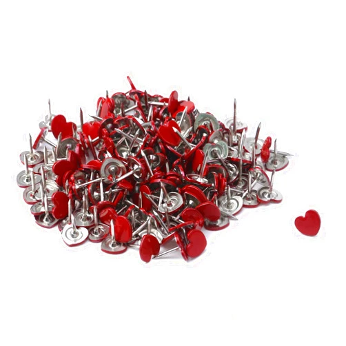 Crapyt Red Thumb Tacks Heart-Shaped 200pcs L13mm/0.51