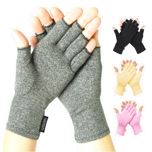 Vive Arthritis Gloves - Men, Women Rheumatoid Compression Hand Glove for Osteoarthritis- Arthritic Joint Pain Relief - Carpal Tunnel Wrist Support - Open Finger, Fingerless Thumb for Computer Typing