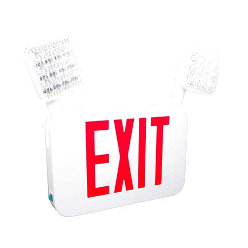 Fulham Lighting FHEC35R FireHorse-Exit and Emergency Light Combo-Thin LED Heads-White Housing-Red Letters