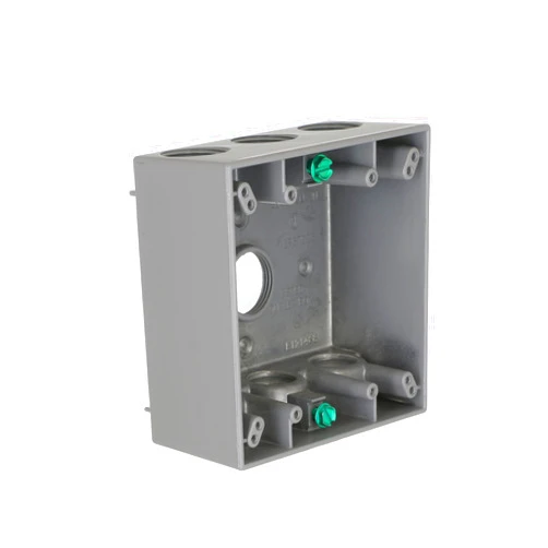 BELL 2-Gang Weatherproof Box, Seven 3/4 in. Threaded Outlets, Gray