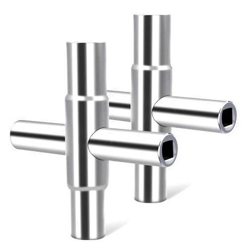 LWCUSNJ 4 Way Sillcock Key,2pcs Silver Water Key Steel Sillcock Wrench,Water Spigot Key for Valve,Faucet,Spigots,Hose Bib,1/4