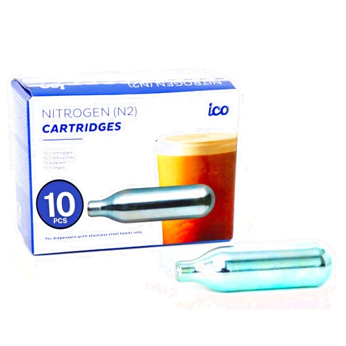 Impeccable Culinary Objects (ICO) ICO 10pcs N2 Cartridges or Nitrogen Cartridges for Nitro Cold Brew Coffee Maker Non-threaded Nitro Cartridge, 2g of Nitrogen Gas