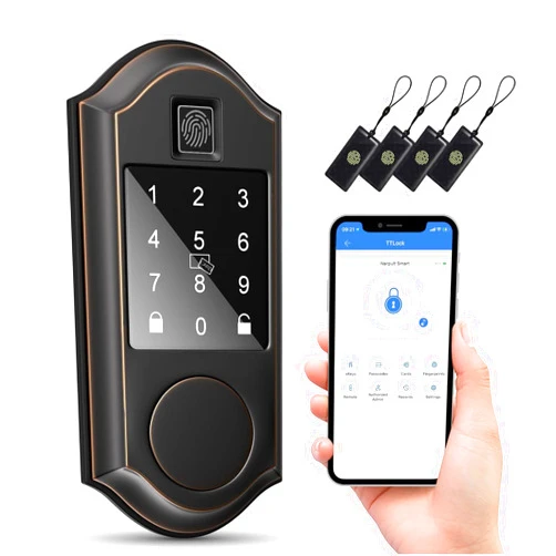 Narpult Smart Lock, Electronic Smart Deadbolt, Keyless Entry Door Lock, Fingerprint Door Lock with Keypad, Smart Locks for Home/Apartment Front Door (Oil Rubbed Bronze)