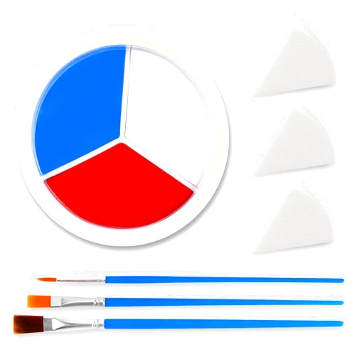 LOKFAR 3 Colors Face Body Paint [Blue White Red] + 3pc Sponge + 3pc Brush, USA Themed Accessories Flag Color Eye Black for Sport, Face Paint Halloween Makeup Kit for Clown Vampire Harley Quinn Joker Makeup
