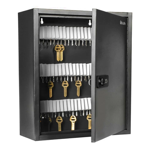 Uniclife 100 Position Slotted Key Cabinet with Combination & Key Lock Resettable Black Digital Security Storage Box Steel Key Organizer with Slotted Racks White Key Tag Labels and Permanent Pen