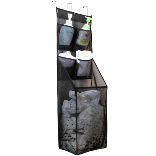 ALYER Multifunctional Over The Door Laundry Basket,Behind The Door Storage Organizer for Laundry,RV,Dorm,Bathroom,Bedroom,Pantry, Nursery,Kitchen,Black