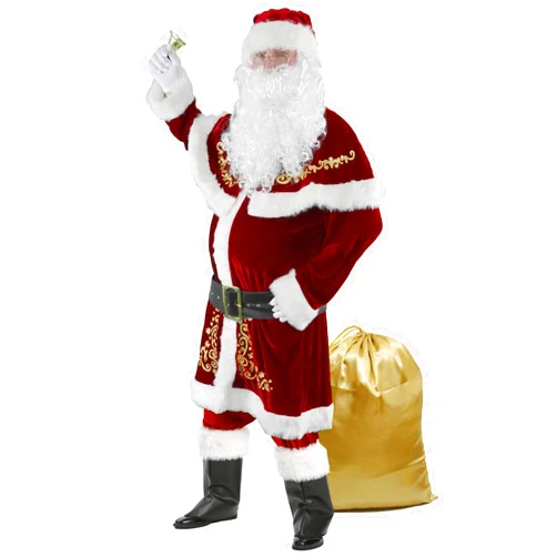 Halfjuly Men’s Santa Costume Set Christmas 12pcs Deluxe Velvet Adult Santa Claus Suit