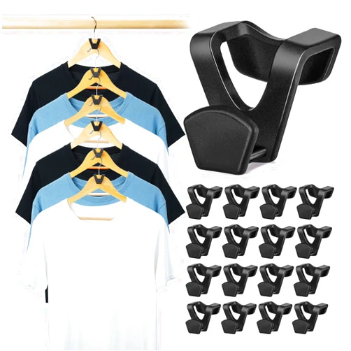 Smartor Clothes Hanger Connector Hooks 60 Pack, Closet Storage and Organization as Hangers Space Saving, Hanger Add on Hook as Closet Organizer, Stacking Hangers, Cascading Space Saver, Black