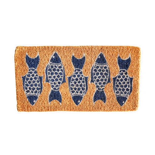 Creative Co-Op Natural Coir Doormat with Fish Images