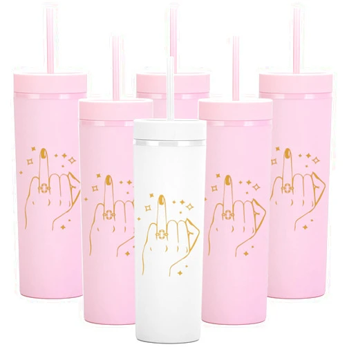 Essasea Bride Bachelorette Party Cups.Ring Finger 16oz Skinny Tumblers.Engagement Wedding Gifts.Bridesmaid Proposal Gifts.Bridal Shower Gifts.Bride Bridesmaids Bridal Party Tumblers Cups.