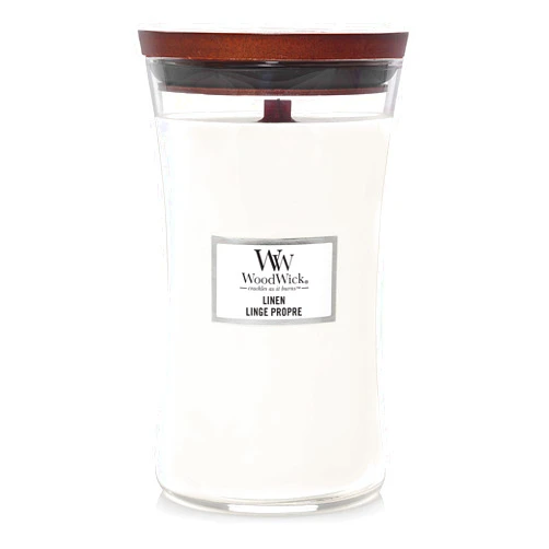 Woodwick Large Hourglass Scented Candle | Linen | with Crackling Wick | Burn Time: Up to 130 Hours Glass, Linen youth large / 11-13 Linen