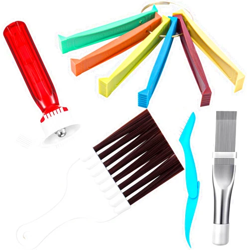 CANIPHA 5 Pcs Air Conditioner Fin Cleaner Set 3 Different Ac Fin Comb Condenser Fin Straightener,2 Different Brush Condenser Ac Coil Cleaner Air Refrigerator Fin Cleaner Evaporator Radiator Repair Clean Tool