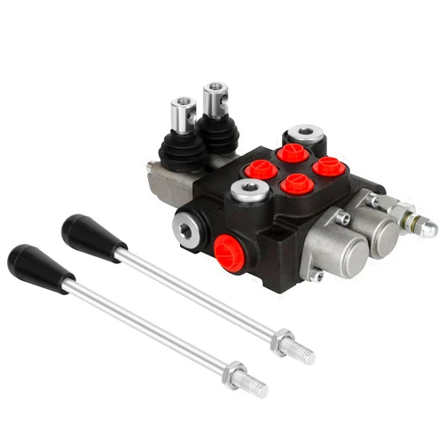 FAHKNS 2 Spool 21 GPM Hydraulic Flow Control Valve 3600 PSI G Ports Adjustable Relief Lever Handle Double Acting Parallel Center Tractor Loader W/Joystick Small Tractors/Tanks Loaders Log Splitters