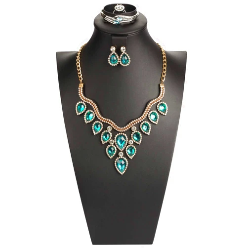 SYYSY Jewelry Bust,Necklace Bust Jewelry Displays for Shows,Black Leather Bust for Jewelry Display,Jewelry Stand for Necklace,Bracelets,Earrings,Rings (H16.3inch)